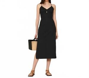 NEW SAMSOE women's cutout open back midi dress in black